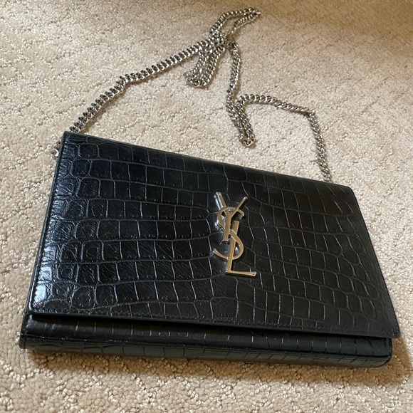 Yves Saint Laurent Handbags - YSL Wallet on chain black snake print (AUTHENTIC)